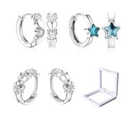 UZYXC Set 6 Orecchini Bambina Argento con Stella/Fiore/Cuore, Chiusura a Pressione Ipoallergenica, Regalo Elegante per Comunione Compleanno, Idea Regalo San Valentino per Figlia Sorella