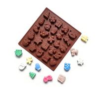 UZYXC Stampo in Silicone per Natale con 25 Scomparti, per Cioccolatini, Biscotti e Dolci, Stampo Flessibile per Forno e Congelatore, 17.8x18.7cm, Lavabile in Lavastoviglie e Antiaderente