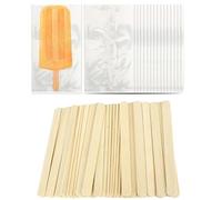 Uzztfa Set 100 Bastoncini E Sacchetti per Inclusi, 100 Sacchetti per E 100 Bastoncini di Legno per Produzione Fai Te di Ghiaccioli.