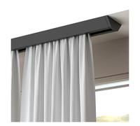 V 2,4 m nero alluminio Curt Rod senza staffa inviato rulli alianti montaggio invisibile per camper e finestre a bovindo, ideale per spazi di apertura verso l'interno