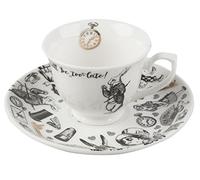 V&A - Tazzina da caffè con piattino Ispirati al Libro Alice nel Paese delle Meraviglie. 4 Once fluide Colore: Bianco