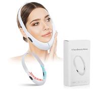 V-Face Shaping Massager Electric V Face Beauty Meter EMS Microcurrent Photon Face Lifting Machine V Face Massager with Red Blue Light (White)