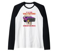 V Is for (Valentine) Videogiochi (Funny Gamer Graphic) Maglia con Maniche Raglan