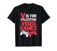 V Is for Video Games Funny Gamer Valentine Gaming Boys Maglietta
