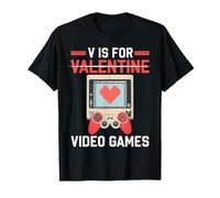 V Is For Video Games Valentine Gamer Valentines Day Men Boy Maglietta