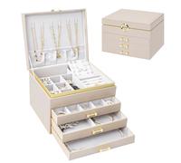 V-LAFUYLIFE Portagioie organizer per donne e ragazze, grandi scatole per gioielli a 4 strati con 3 cassetti custodia per gioielli per orecchini, bracciali, collane