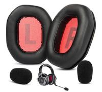V-MOTA Cuscinetti auricolari di ricambio e microfono in schiuma antivento compatibili con cuffie Over-Ear Teufel Cage Gaming HD, 1 set (similpelle)