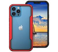 V-MOTA Custodia compatibile con iPhone 13 Pro Max, protezione antiurto, custodia trasparente per iPhone 13 Pro Max, telaio in alluminio resistente, testata per cadute da 3 m, 17 cm (rosso)