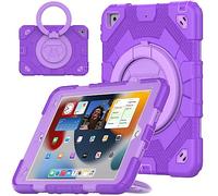 V-MOTA Flat Protect Spider Simpatico silicone compatibile con iPad 7a 8a 9a (2019/2020/2021) generazione 10.2"; custodia protettiva per braccialetto con cavalletto girevole (viola)