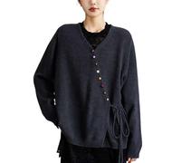 V Neck Sweaters for Women Wrap Cardigan Ballet Cozy Chunky Pullover Sweater Fall Oversized Button Outerwear 2025