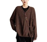 V Neck Sweaters for Women Wrap Cardigan Ballet Cozy Chunky Pullover Sweater Fall Oversized Button Outerwear 2025