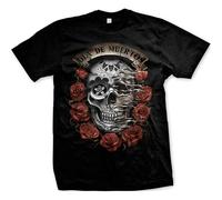 V.POON Dia De Muertos- Skull Day of The Dead Tattoo Flash Art Roses-Men's T-Shirt Black M