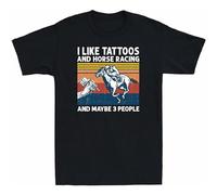 V.POON I Like Tattoos And Horse Racing And Maybe 3 People Men's Short Sleeve T-Shirt Black XXL