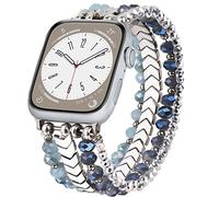 V.R.HOPE Cinturino per Apple Watch da 45 mm, 44 mm, 42 mm, 41 mm, 40 mm, 38 mm, elegante ed elastico da donna, realizzato a mano per iWatch serie SE 9 8 7 6 5 4 3 2 1, 38mm/40mm/41mm/42mm, Cristallo