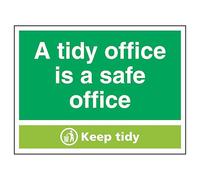 V Safety A Tidy Office Is A Safe Office, Keep Tidy 200 x 150 mm - Glow In The Dark 1 mm cartello di sicurezza in plastica rigida