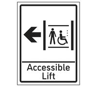 V Safety Accessible Lift Arrow Left 150 x 200 mm - 2 mm cartello di sicurezza in plastica rigida super resistente