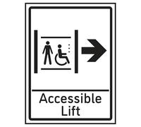 V Safety Accessible Lift Arrow Right 200 x 300 mm - Glow In The Dark 1 mm Cartello di sicurezza in plastica rigida