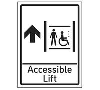 V Safety Accessible Lift Arrow Up 200 x 300 mm - 2 mm cartello di sicurezza in plastica rigida super resistente