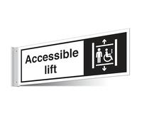V Safety Accessible Lift Corridor Sign - Paesaggio 450 x 150 mm - 3 mm Palboard segnale di sicurezza per interni