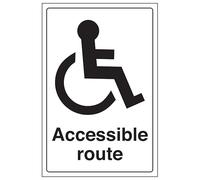 V Safety Accessible Route 300 x 400 mm - Cartello di sicurezza autoadesivo in vinile fosforescente