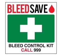 V Safety Bleed Control Kit - Call 999 - Quadrato 200 x 200 mm - Vinile autoadesivo - Segnale di sicurezza effetto alluminio