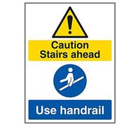 V Safety Caution Stairs Ahead / Use corrimano - 400 x 600 mm 2 mm cartello di sicurezza in plastica rigida