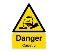 V Safety Danger Caustic - Ritratto 150 x 200 mm - Cartello di sicurezza autoadesivo in vinile