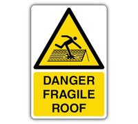 V Safety Danger Fragile Roof - Fragile Roof Triangle Safety Sign - 300 x 450 mm - Vinile autoadesivo