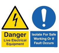V Safety Danger Live Electrical Equipment/Isolate For Safe Working - Paesaggio 400 x 300 mm - 1 mm Cartello di sicurezza in plastica rigida