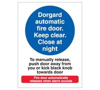 V Safety Dorgard Automatic Fire Door - To Manually Release Push Door 150 x 200 mm - Cartello di sicurezza autoadesivo in vinile
