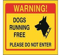 V Safety DP003AR-RY VSafety Dogs Running Free, Si Prega di Non Inserire Il Segno, Rosso|Giallo|Nero|Quercia, 200MM X 150MM