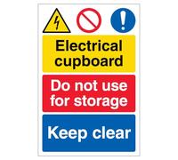 V Safety Electrical cupboard/Do not use for storage/Keep clear 200 x 300 mm - 3 mm riflettente alluminio composito segnale di sicurezza