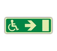 V Safety Emergency Exit - Cartello freccia destra per sedia a rotelle, 210 | Vinile autoadesivo fosforescente, triplo bagliore, segnaletica antincendio, prodotta in Gran Bretagna