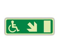 V Safety Emergency Exit sedia a rotelle freccia giù destra cartello - 450 x | Vinile autoadesivo fosforescente, triplo bagliore, segnaletica antincendio, prodotta in Gran Bretagna
