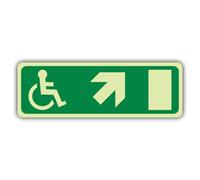 V Safety Emergency Exit sedia a rotelle freccia verso destra - 210 x 70 mm | Vinile autoadesivo che si illumina al buio, con doppia luce, segnaletica antincendio, prodotta in Gran Bretagna
