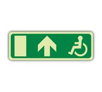 V Safety Emergency Exit sedia a rotelle freccia verso l'alto - cartello | Vinile autoadesivo fosforescente, triplo bagliore, segnaletica antincendio, prodotta in Gran Bretagna