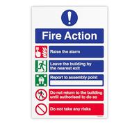 V Safety Fire Action - Cartello di sicurezza con scritta in lingua inglese "Do Not Return/Do Not Take Risks", 200 x 300 mm, vinile monomerico autoadesivo