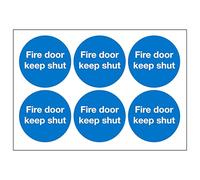 V Safety Fire Door Keep Shut Etichette in vinile su un foglio diametro 65 mm - vinile autoadesivo - foglio di 6 cartelli di sicurezza