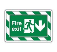 V Safety Fire Exit Arrow Down Safety Sign - ExtraViz - 350 x 250 mm