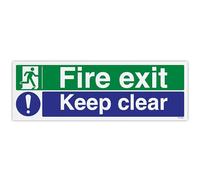 V Safety Fire Exit/Keep Clear Safety Sign - 450 x 150 mm - autoadesivo in vinile monomerico