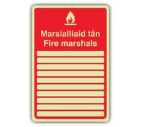V Safety Fire Marshals - Segnale di sicurezza, 400 x 600 mm, gallese | Segnaletica antincendio in plastica rigida che si illumina al buio, tripla fosforescente, prodotta in Gran Bretagna
