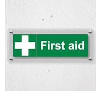 V Safety First Aid - Paesaggio - 450 x 150 mm - acrilico Perspex Cast Clear Safety Sign