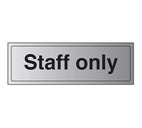 V Safety General Door-Staff Only Sign - 300 mm x 100 mm - autoadesivo effetto alluminio