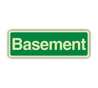 V Safety Glow In The Dark Basement Sign - Formato sottile - 900 x 300 mm - Realizzato in plastica rigida Double Glow - Segnaletica di sicurezza professionale - Made in Britain
