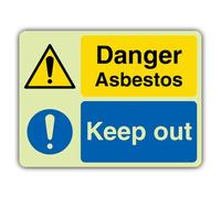 V Safety Glow In The Dark Danger Amianto - Keep Out Sign - 600 x 450 mm - Realizzato in vinile autoadesivo Triple Glow - Segnaletica di pericolo - Made in Britain