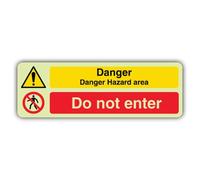V Safety Glow In The Dark Danger Hazard Area - Do Not Enter Sign - Formato orizzontale - 300 x 100 mm - Realizzato in plastica rigida a doppio bagliore - Segnaletica di pericolo - Made in Britain