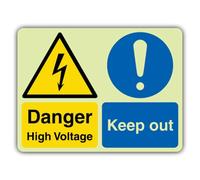 V Safety Glow In The Dark Danger High Voltage - Keep Out Sign - 600 x 450 mm - Realizzato in vinile autoadesivo Triple Glow - Segnaletica di pericolo - Made in Britain