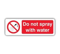 V Safety Glow In The Dark Do Not Spray With Water Sign - 600 x 200 mm - Plastica rigida standard Glow - Segnaletica di divieto - Made in Britain