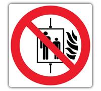 V Safety Glow In The Dark Do Not Use Lift During Fire Sign - 100 x 100 mm - Plastica rigida standard Glow - Segnaletica di divieto - Made in Britain