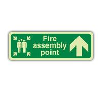 V Safety Glow In The Dark Fire Assembly Point Arrow Up Sign - 450 x 150 mm - Realizzato in vinile autoadesivo a doppio bagliore - Segnaletica antincendio - Made in Britain